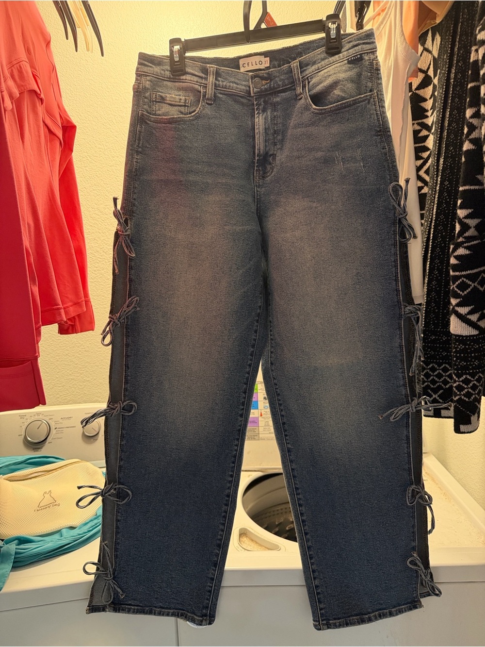 Cello Dark Blue Side-Tie Boyfriend Jeans